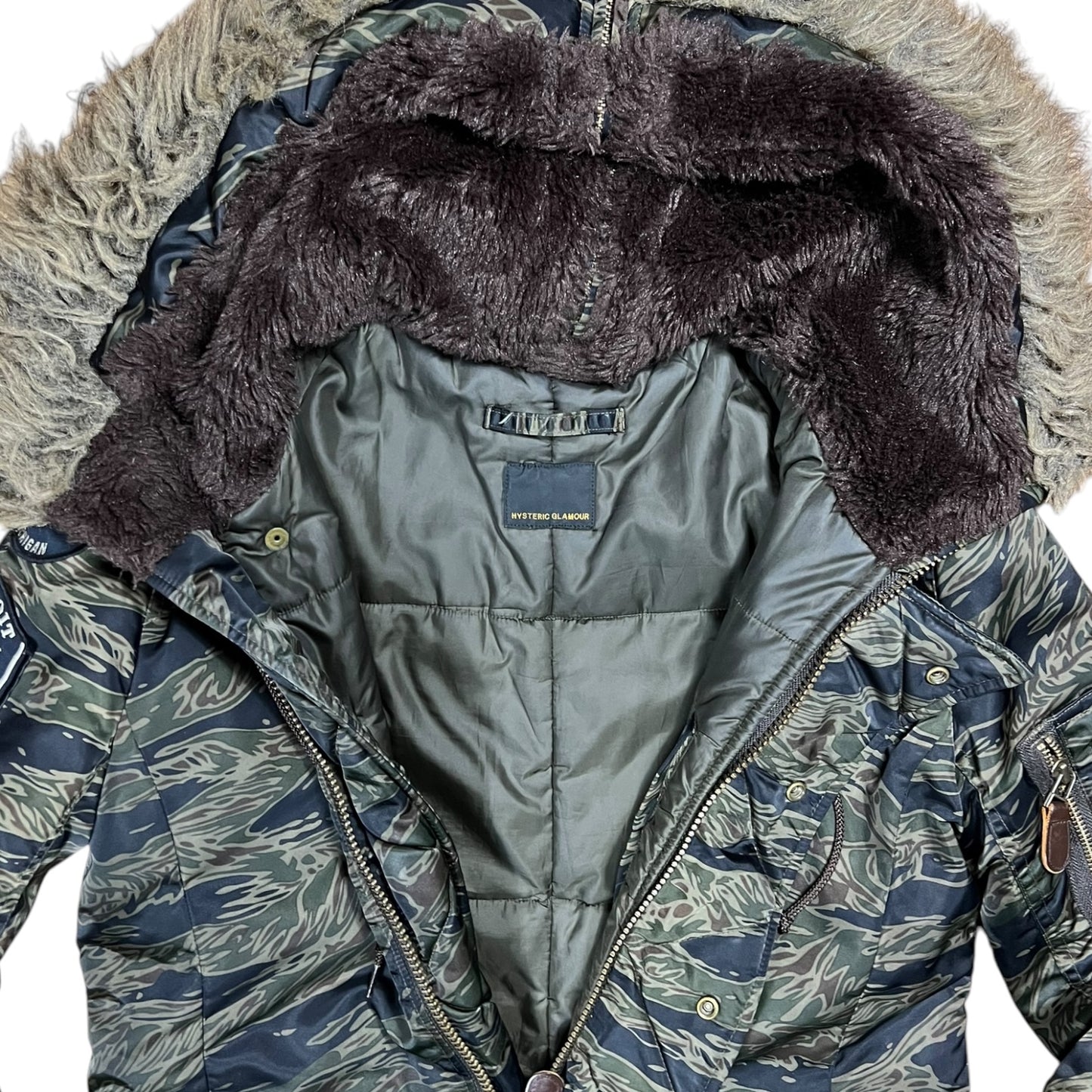 Hysteric Glamour tiger camo padded parka coat