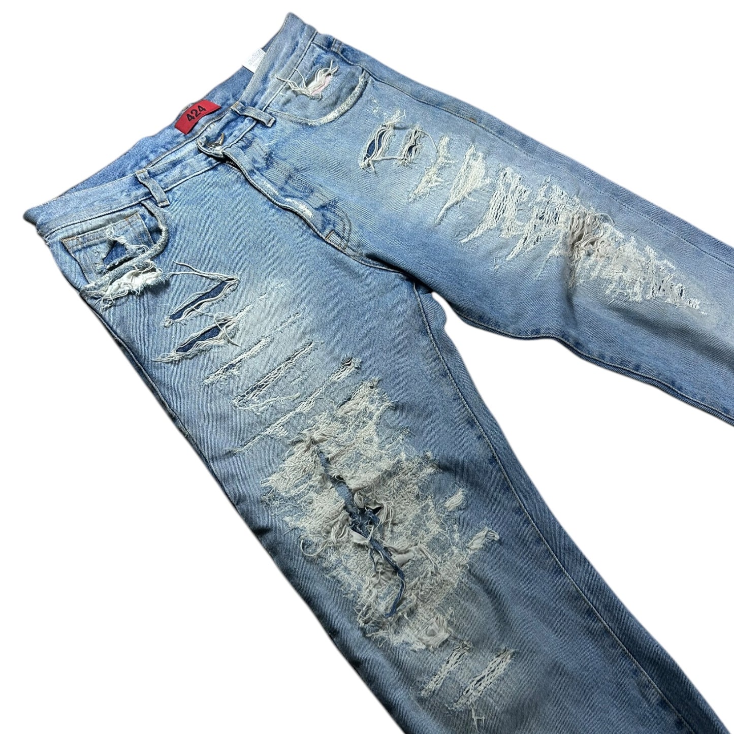 424 boro stitched distressed jeans