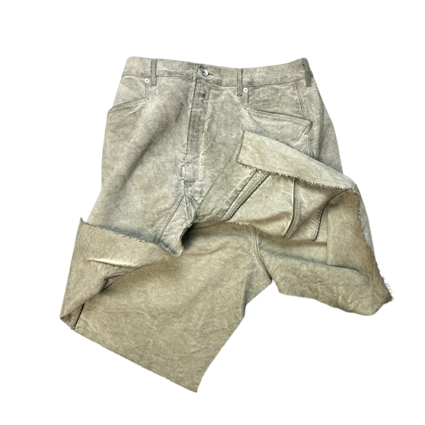 Rick Owens Drkshdw Khaki Porterville Slivered Midi Skirt