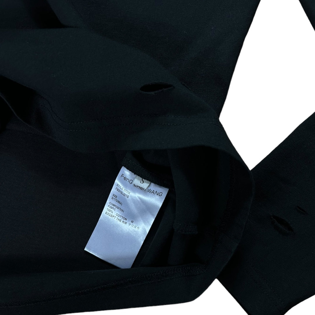 Feng Chen Wang Black Distressed Long Sleeve T-Shirt