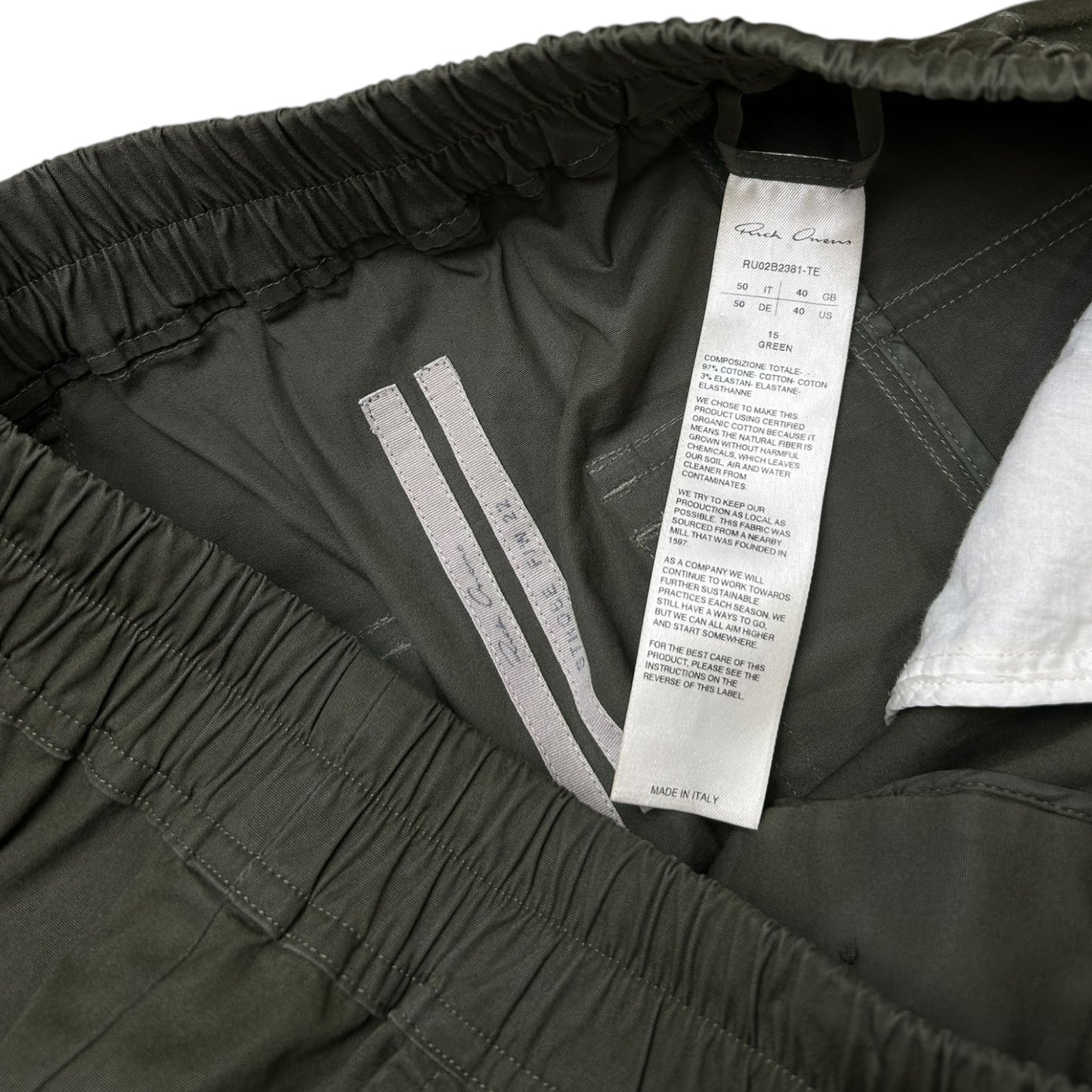 Rick Owens STROBE FW22 Green cropped trousers