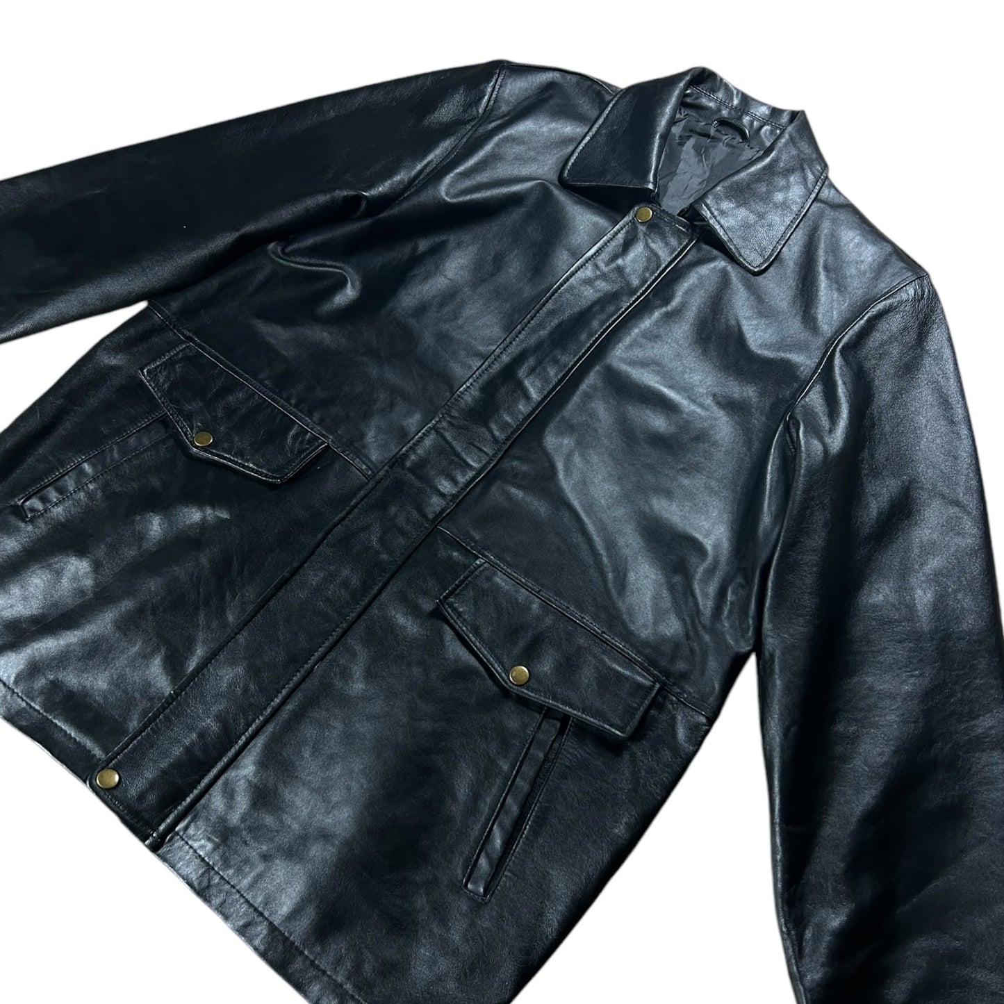 Black leder black leather jacket