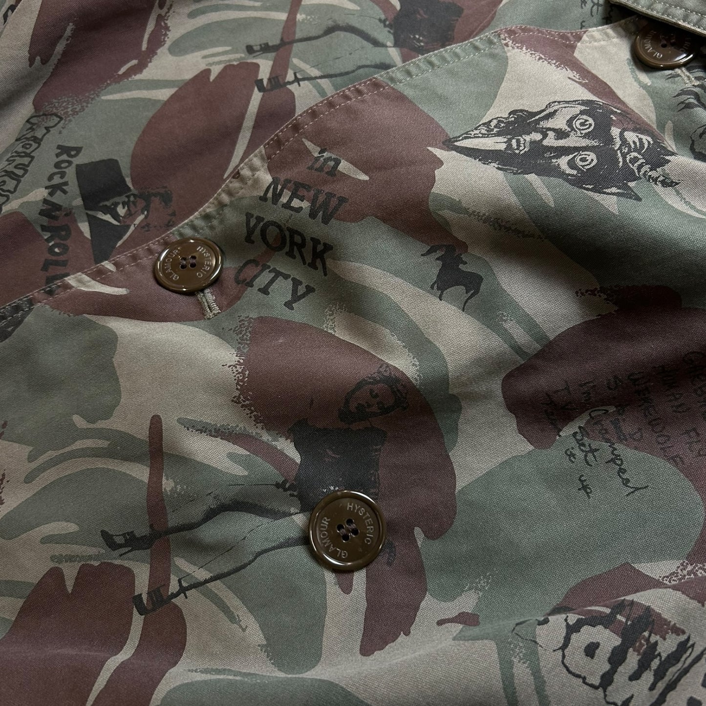 Hysteric Glamour X CRAMPS camo trench coat