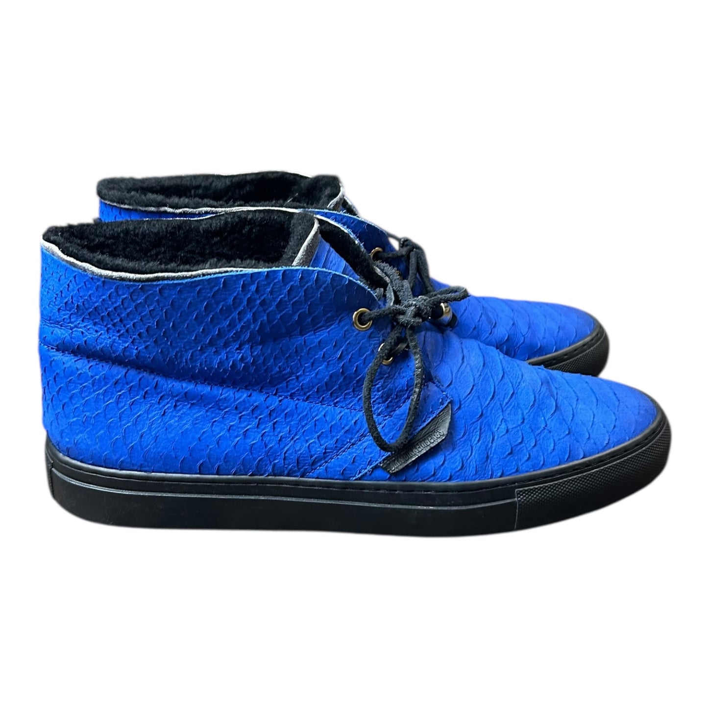 Dirk Bikkembergs python print suede blue boots