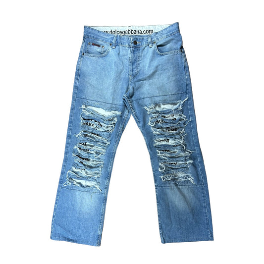 Dolce & Gabbana text distressed y2k jeans