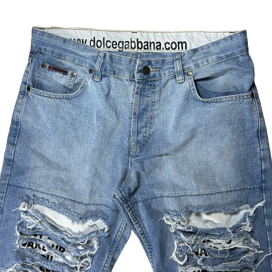 Dolce & Gabbana text distressed y2k jeans