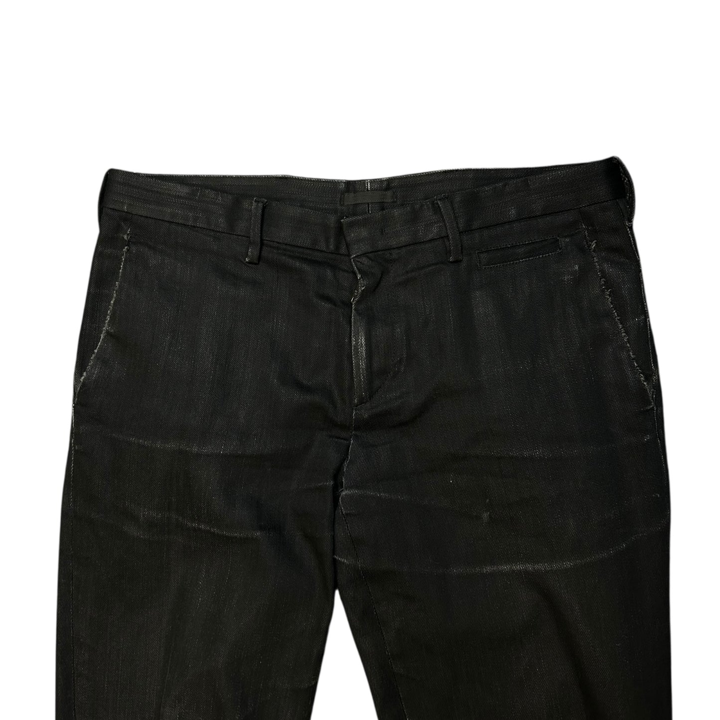 Prada waxed denim jeans