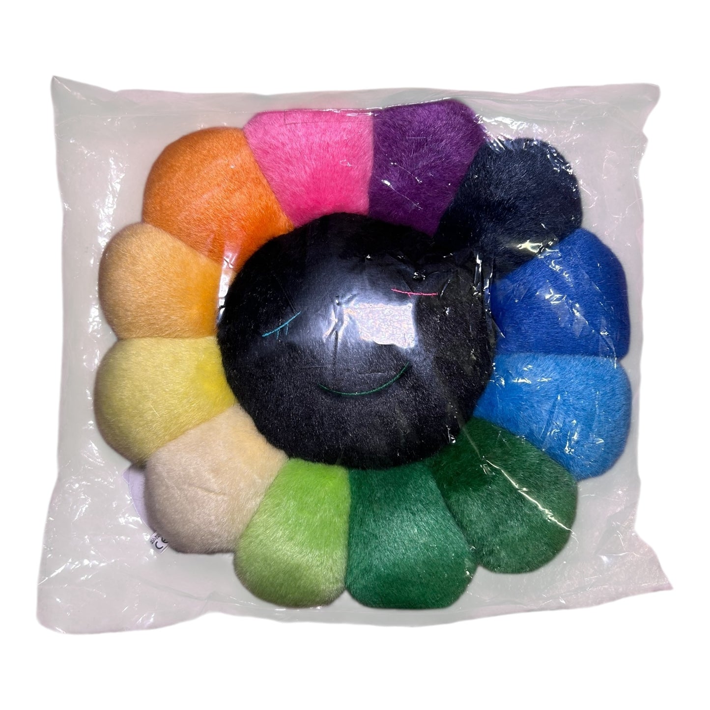 Takashi Murakami Flower Cushion Pillow plush 30cm Rainbow black