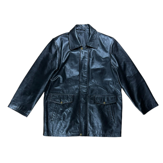 Black leder black leather jacket