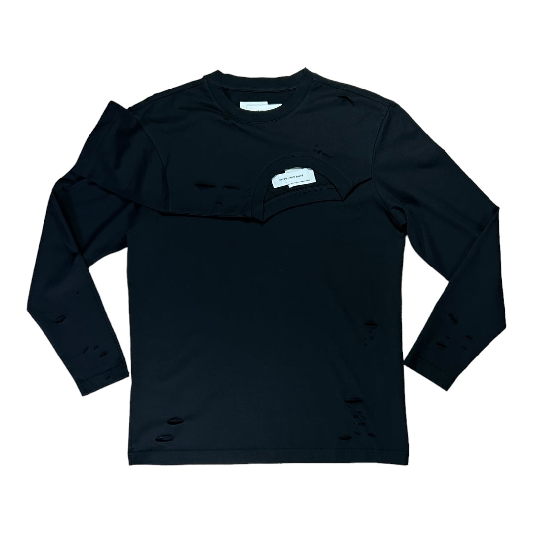 Feng Chen Wang Black Distressed Long Sleeve T-Shirt