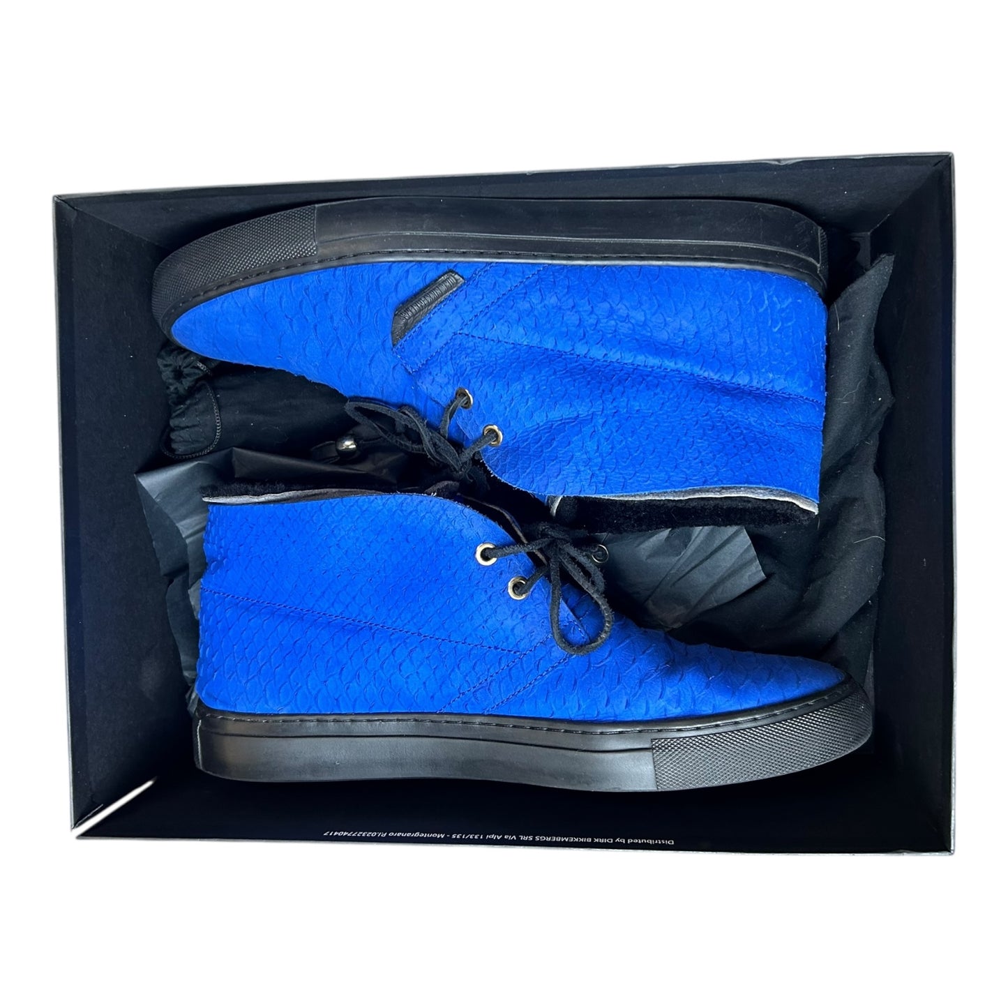 Dirk Bikkembergs python print suede blue boots