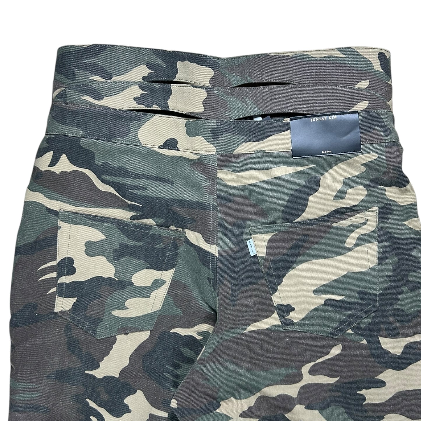 Juntae Kim SS/24 knitted belt camouflage trousers