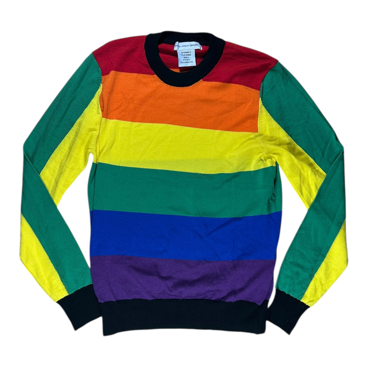 Comme Des Garçons x VETEMENTS knitted rainbow sweatshirt