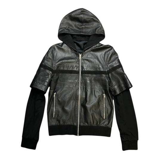 Givenchy SS15 lamb leather hooded jacket