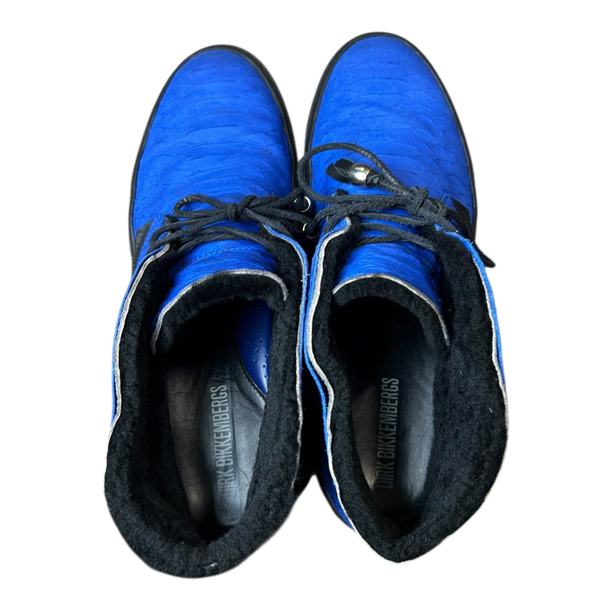 Dirk Bikkembergs python print suede blue boots