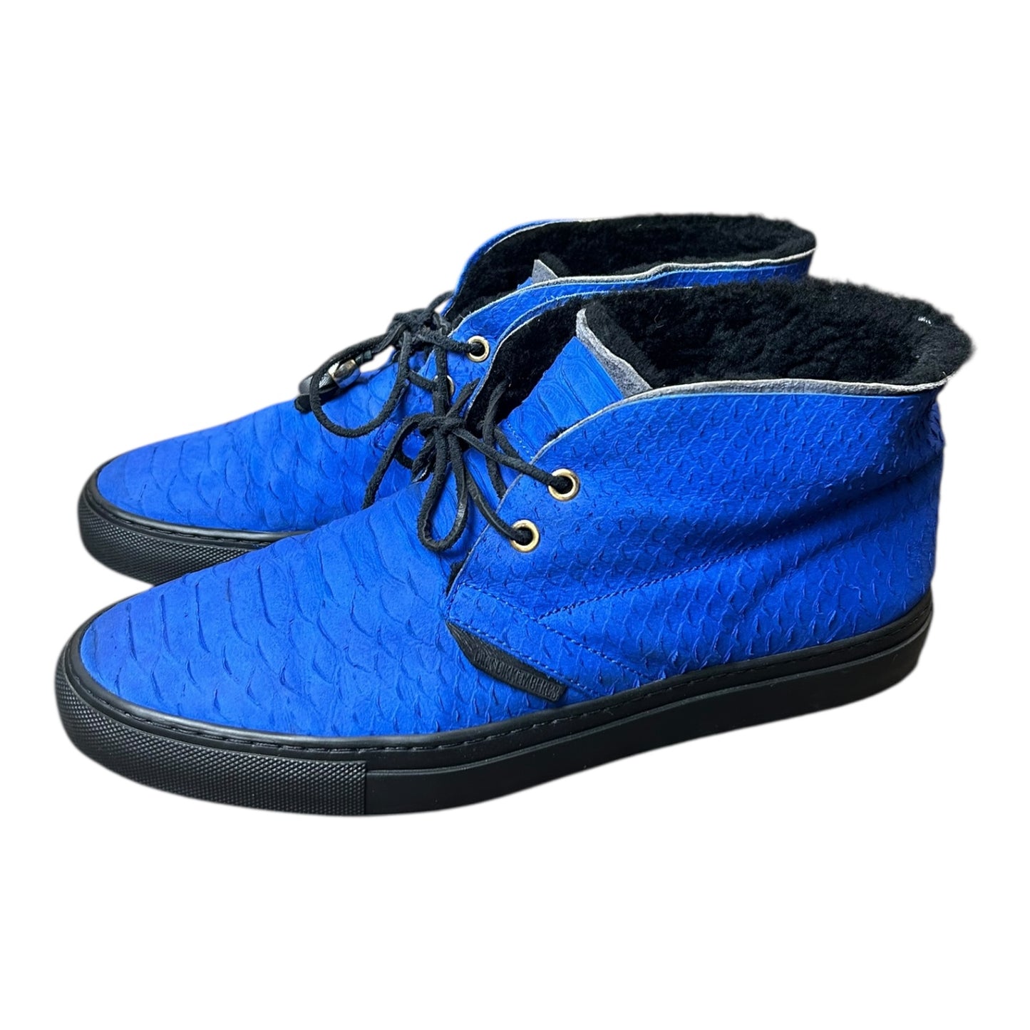 Dirk Bikkembergs python print suede blue boots