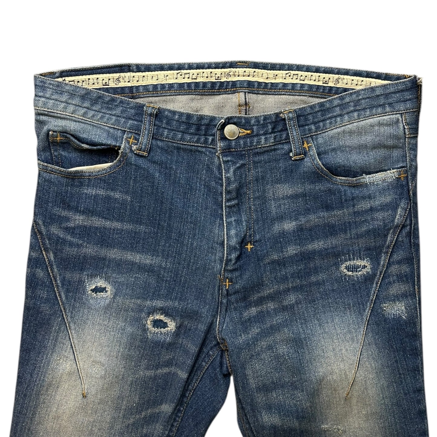 Number (N)ine studios boro skinny jeans