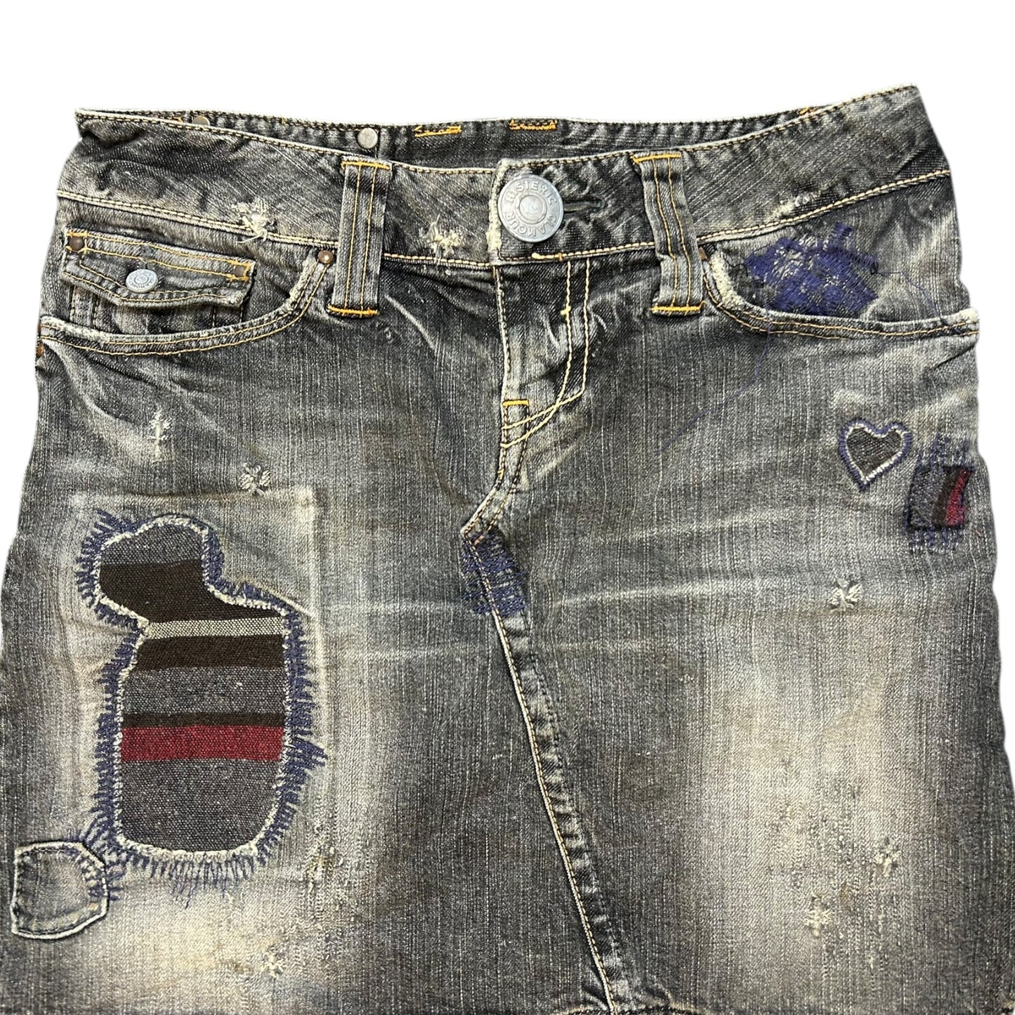 Hysteric Glamour boro stitched mini skirt
