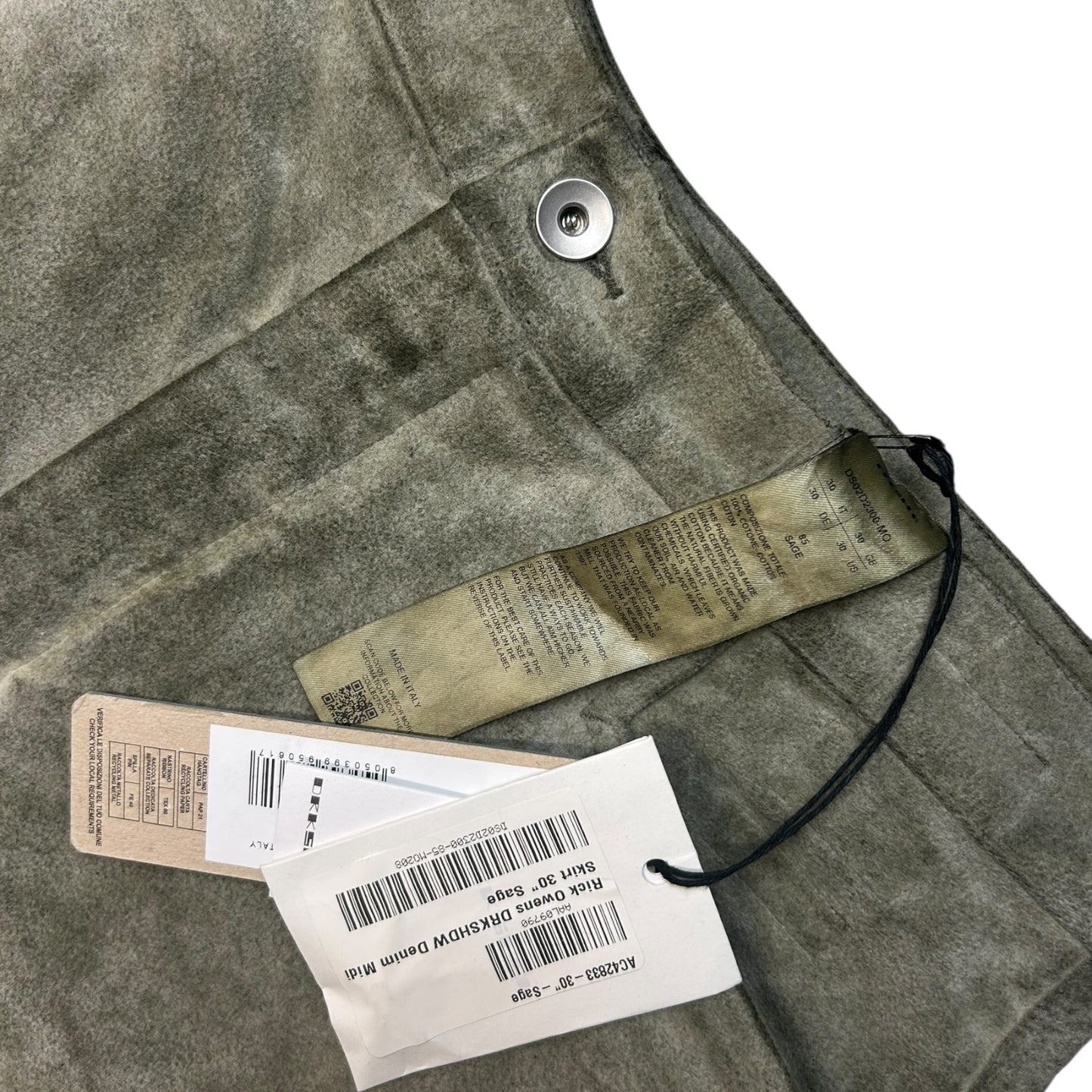 Rick Owens Drkshdw Khaki Porterville Slivered Midi Skirt