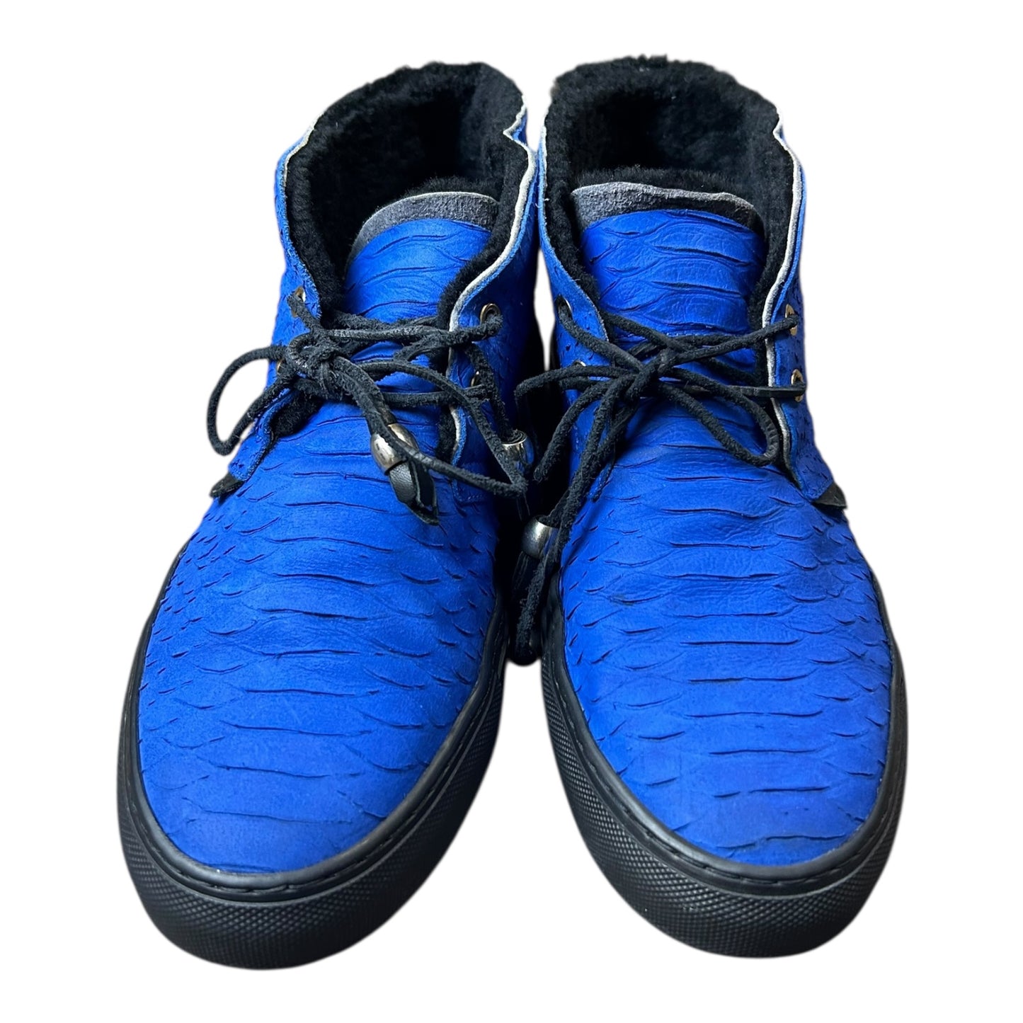 Dirk Bikkembergs python print suede blue boots