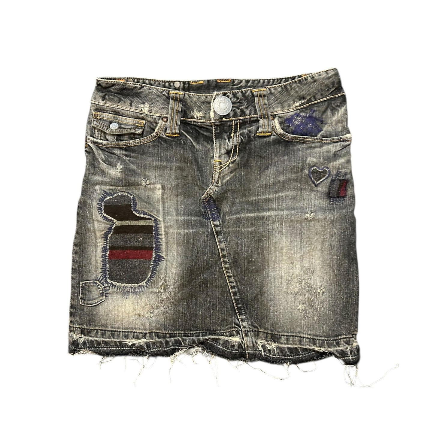 Hysteric Glamour boro stitched mini skirt