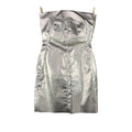 Rick Owens Strapless Metallic Coated-Denim Mini Dress